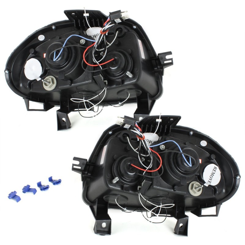 Φανάρια εμπρός Renault Clio 2 (1998-2001) angel eyes - μαύρα , με λάμπες (Η1) - σετ 2τμχ.