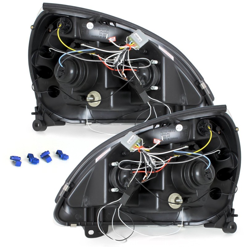 Φανάρια εμπρός Renault Clio MK3 (2001-2005) angel eyes - chrome , με λάμπες (Η1) - σετ 2τμχ.