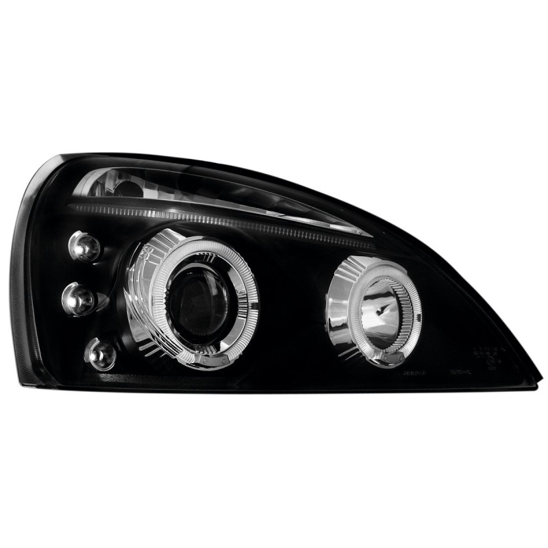 Φανάρια εμπρός Renault Clio MK3 (2001-2005) angel eyes - μαύρα , με λάμπες (Η1) - σετ 2τμχ.