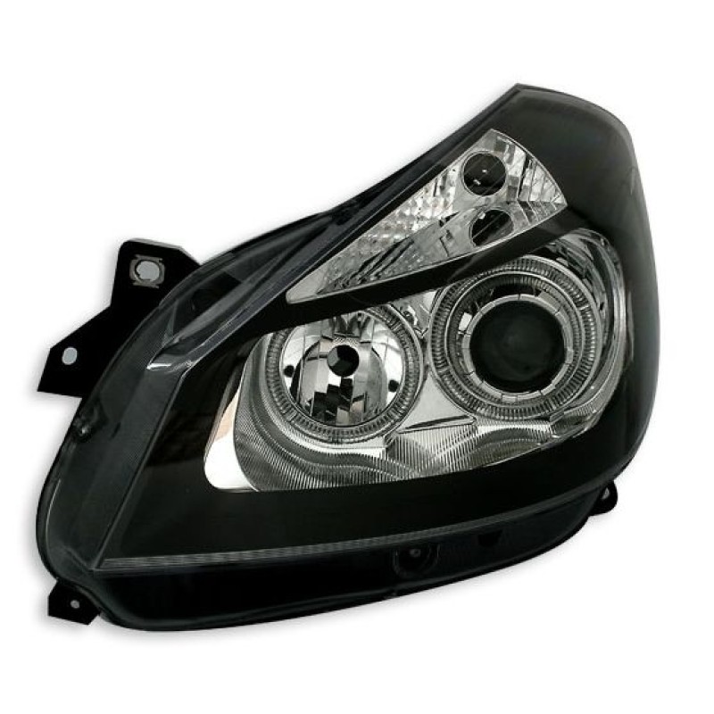 Φανάρια εμπρός Renault Clio ΙΙΙ (2005-2009) angel eyes - μαύρα , χωρίς λάμπες (Η7) - σετ 2τμχ.