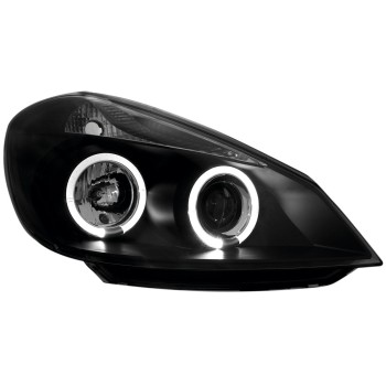 Φανάρια εμπρός Renault Clio ΙΙΙ (2005-2009) angel eyes - μαύρα , με λάμπες (Η1) - σετ 2τμχ.