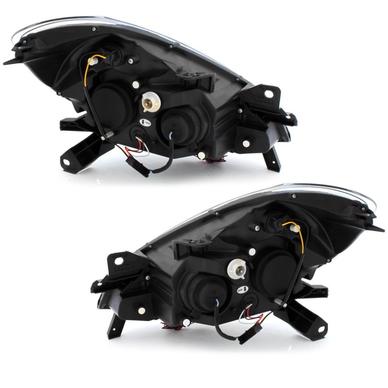 Φανάρια εμπρός Renault Clio ΙΙΙ (2005-2009) angel eyes - μαύρα , με λάμπες (Η1) - σετ 2τμχ.