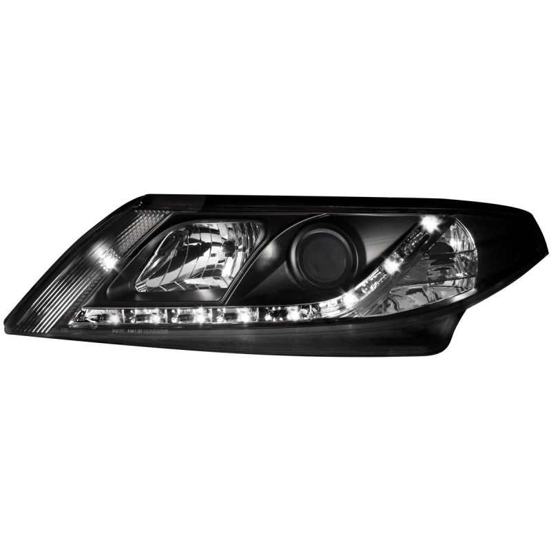 Φανάρια εμπρός Renault Laguna (2001-2005) led - μαύρα , με λάμπες (Η1) - σετ 2τμχ.