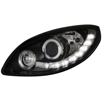 Φανάρια εμπρός Renault Twingo (2007-2011) led - μαύρα , με λάμπες (Η1) - σετ 2τμχ.