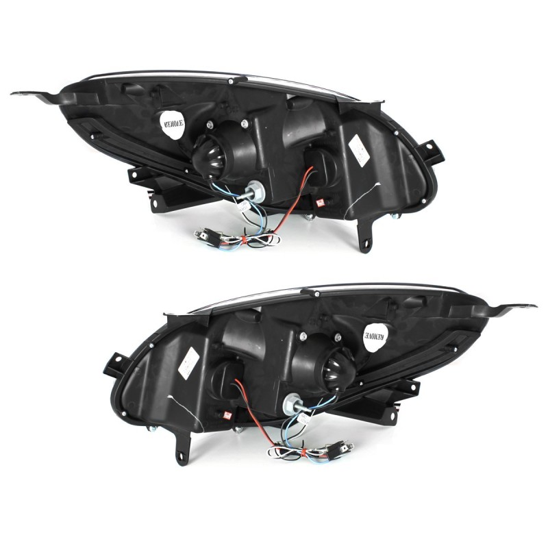 Φανάρια εμπρός Renault Twingo (2007-2011) led - μαύρα , με λάμπες (Η1) - σετ 2τμχ.