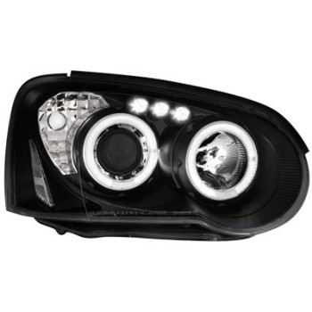 Φανάρια εμπρός Subaru Impreza (2002-2005) led angel eyes - μαύρα , με λάμπες (Η1) - σετ 2τμχ.