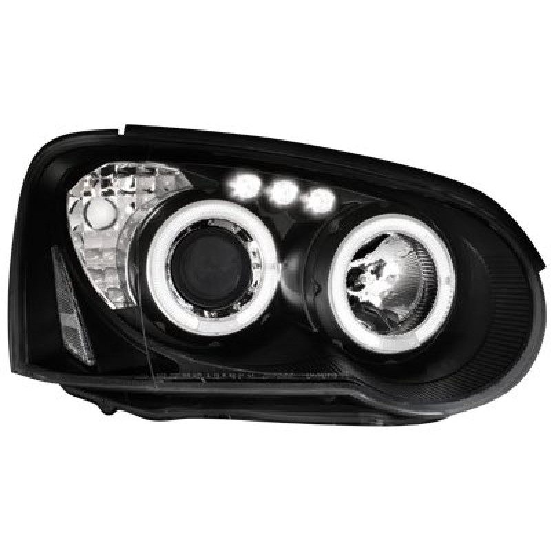 Φανάρια εμπρός Subaru Impreza (2002-2005) led angel eyes - μαύρα , με λάμπες (Η1) - σετ 2τμχ.