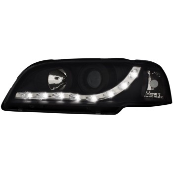 Φανάρια εμπρός Volvo S /V40 (1997-2000) led - μαύρα , με λάμπες (Η1) - σετ 2τμχ.