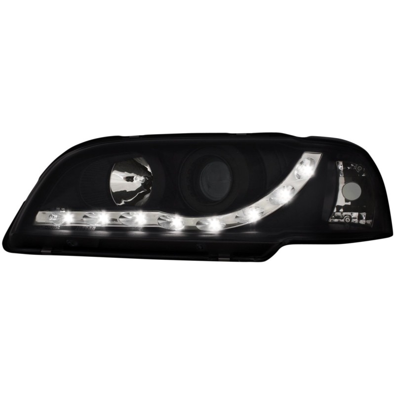 Φανάρια εμπρός Volvo S /V40 (1997-2000) led - μαύρα , με λάμπες (Η1) - σετ 2τμχ.