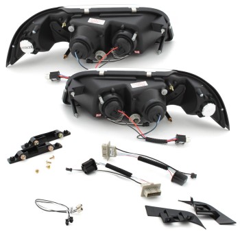 Φανάρια εμπρός Volvo S /V40 (1997-2000) led - μαύρα , με λάμπες (Η1) - σετ 2τμχ.