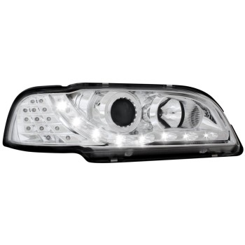 Φανάρια εμπρός Volvo S/V40 (1997-2000)  led - chrome , με λάμπες (Η1) - σετ 2τμχ.