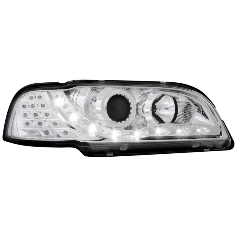 Φανάρια εμπρός Volvo S/V40 (1997-2000)  led - chrome , με λάμπες (Η1) - σετ 2τμχ.