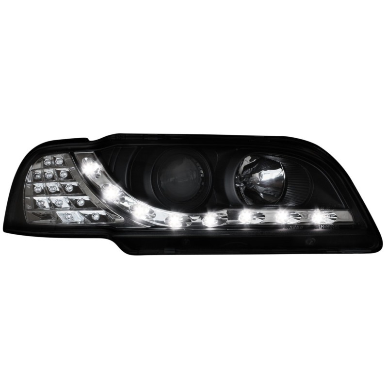 Φανάρια εμπρός Volvo S /V40 (1997-2000) led - black , με λάμπες (Η1) - σετ 2τμχ.