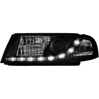 Φανάρια εμπρός Skoda Octavia (2000-2004) led , μαύρα , με λάμπες (Η1) - σετ 2τμχ.