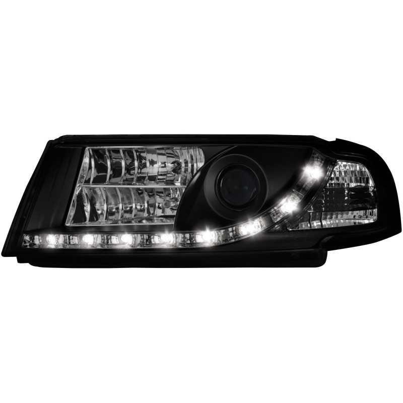 Φανάρια εμπρός Skoda Octavia (2000-2004) led , μαύρα , με λάμπες (Η1) - σετ 2τμχ.