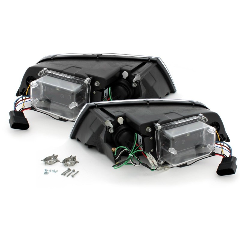Φανάρια εμπρός Skoda Octavia (2004-2009) led , μαύρα , χωρίς λάμπες (Η7) - σετ 2τμχ.