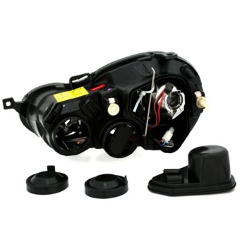 Φανάρια εμπρός Vw Polo 9N (2001-2005) angel eyes - μαύρα , χωρίς λάμπες (Η7) - σετ 2τμχ.