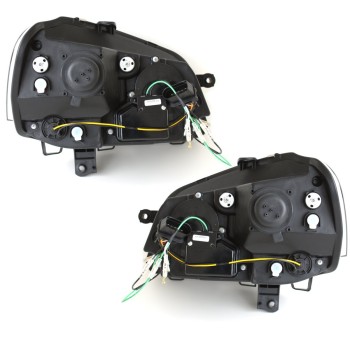 Φανάρια εμπρός Vw Polo 9N2 (2005-2009) led - chrome , με λάμπες (Η1) - σετ 2τμχ.