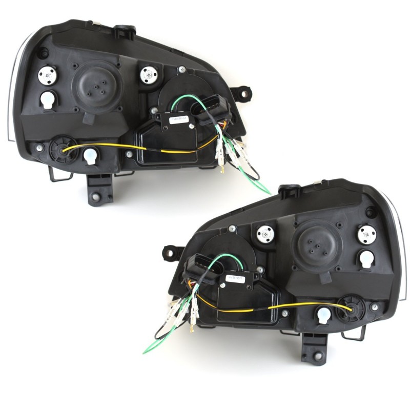 Φανάρια εμπρός Vw Polo 9N2 (2005-2009) led - chrome , με λάμπες (Η1) - σετ 2τμχ.