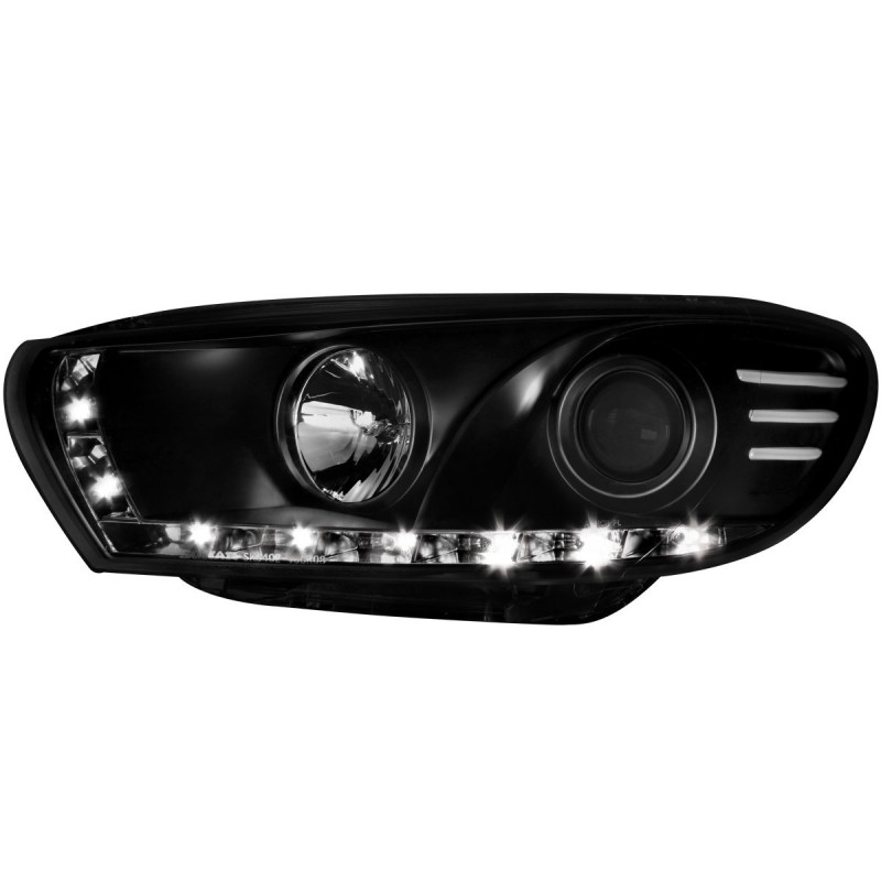 Φανάρια εμπρός Vw Scirocco (2008-2014) led , μαύρα , με λάμπες (Η1) - σετ 2τμχ.