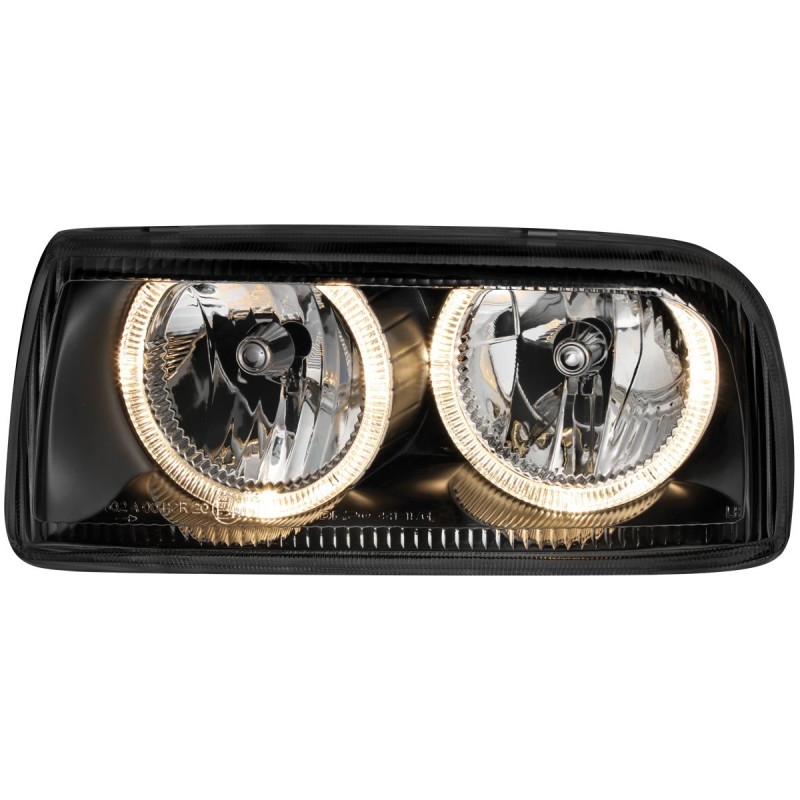 Φανάρια εμπρός Vw Vento (1991-1998) angel eyes - μαύρα , χωρίς λάμπες (Η7) - σετ 2τμχ.