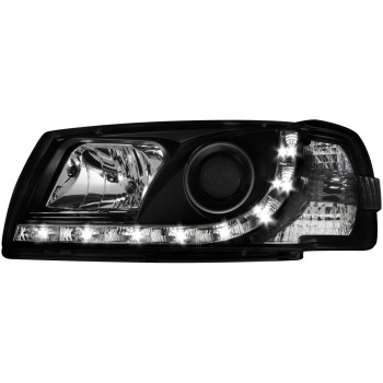 Φανάρια εμπρός Vw Transporter T4 (1997-2003) led , μαύρα , με λάμπες (Η1) - σετ 2τμχ.