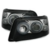 Φανάρια εμπρός Vw Transporter T5 (2003-2009) angel eyes - μαύρα , χωρίς λάμπες (Η7) - σετ 2τμχ.