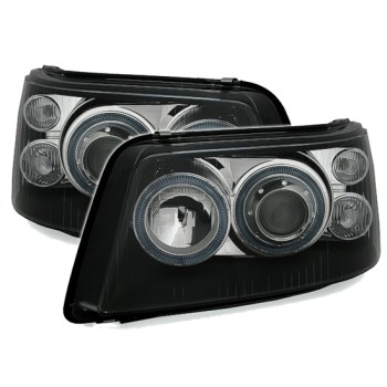 Φανάρια εμπρός Vw Transporter T5 (2003-2009) angel eyes - μαύρα , χωρίς λάμπες (Η7) - σετ 2τμχ.