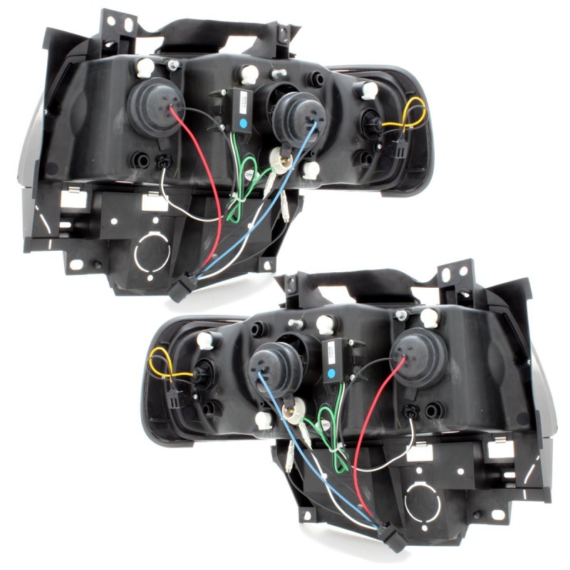 Φανάρια εμπρός Vw Transporter T5 (2003-2009) angel eyes - μαύρα , χωρίς λάμπες (Η7) - σετ 2τμχ.