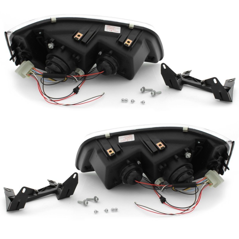 Φανάρια εμπρός Vw Transporter T5 (2003-2009) led , μαύρα , με λάμπες (Η1) - σετ 2τμχ.