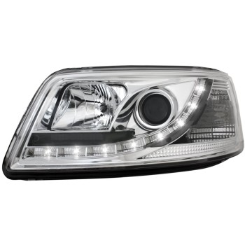 Φανάρια εμπρός Vw Transporter T5 (2003-2009) led , χρωμίου , με λάμπες (Η1) - σετ 2τμχ.