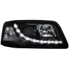 Φανάρια εμπρός Vw Transporter T5 (2003-2009) led , black , με λάμπες (Η1) - σετ 2τμχ.