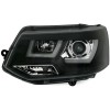 Φανάρια εμπρός Vw Transporter T5 (2010-2015) led - μαύρα , με λάμπες (Η1) - σετ 2τμχ.