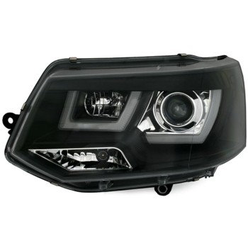 Φανάρια εμπρός Vw Transporter T5 (2010-2015) led - μαύρα , με λάμπες (Η1) - σετ 2τμχ.