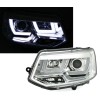 Φανάρια εμπρός Vw Transporter T5 (2003-2009) led - chrome , με λάμπες (Η1) - σετ 2τμχ.