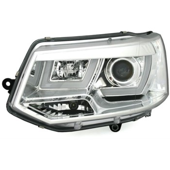 Φανάρια εμπρός Vw Transporter T5 (2003-2009) led - chrome , με λάμπες (Η1) - σετ 2τμχ.