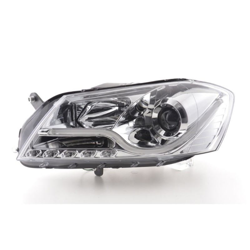 Φανάρια εμπρός Vw Passat B7 (2010-2014) led - chrome , με λάμπες (Η1) - σετ 2τμχ.