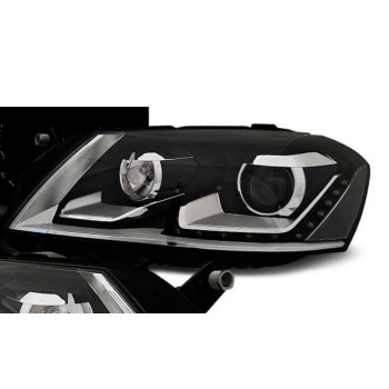 Φανάρια εμπρός Vw Passat B7 (2010-2014) led - μαύρα , χωρίς λάμπες (Η7) - σετ 2τμχ.