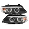 Φανάρια εμπρός BMW X5 (2003-2007) angel eyes - μαύρα , με λάμπες (Η1) - σετ 2τμχ.