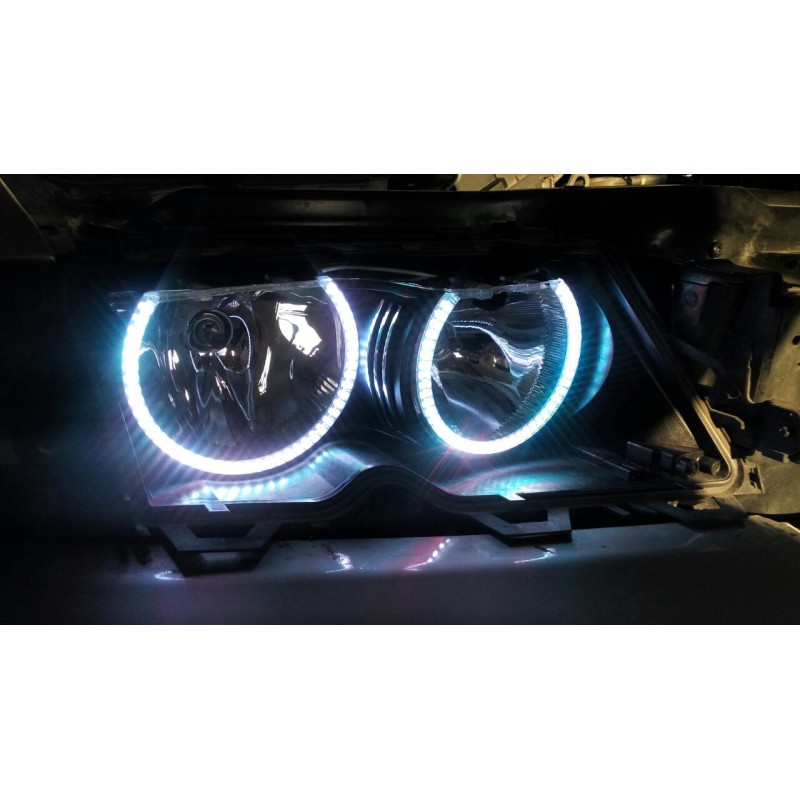 RGB δαχτυλίδια angel eyes led για BMW E46 coupe (1998-2003) / BMW E46 Sedan, Combi (1998-2005) - με τηλεχειρισμό για αλλαγή χρωμάτων