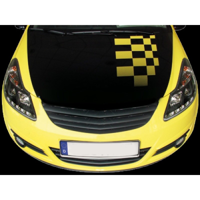 Φανάρια εμπρός Opel Corsa D (2006-2010) led - black , με λάμπες (Η1) - σετ 2τμχ.