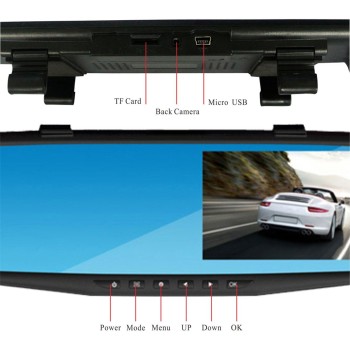 Βίντεο καταγραφέας 1080 FULL HD με 4,3" LCD οθόνη στον καθρέφτη και κάμερα οπισθοπορείας και καταγραφή Βίντεο καταγραφέας 1080 FULL HD με 4,3" LCD οθόνη στον καθρέφτη και κάμερα οπισθοπορείας και καταγραφή