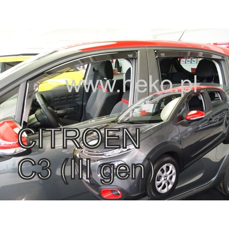 Ανεμοθραύστες Citroen C3 ΙΙI (2016-2024) 5 πορτο - 4 τμχ. εμπρός και πίσω, Heko