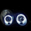 Φανάρια εμπρός Mercedes C-CLASS W203 sedan (2000-2004) - με angel eyes , μαύρα , με λάμπες (Η1) - σετ 2τμχ.