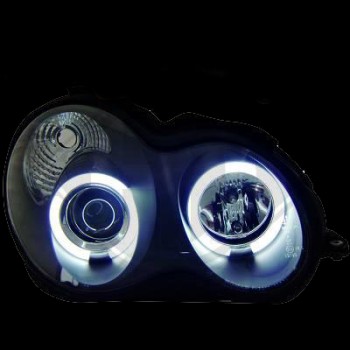 Φανάρια εμπρός Mercedes C-CLASS W203 sedan (2000-2004) - με angel eyes , μαύρα , με λάμπες (Η1) - σετ 2τμχ. Φανάρια εμπρός Mercedes C-CLASS W203 sedan (2000-2004) - με angel eyes , μαύρα , με λάμπες (Η1) - σετ 2τμχ.