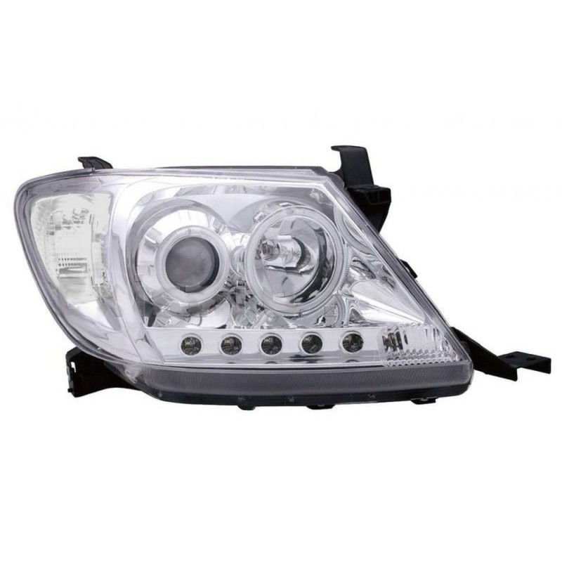 Φανάρια εμπρός Toyota Hilux (2005-2011) με φώτα ημέρας - chrome , με λάμπες (Η1) - σετ 2τμχ.
