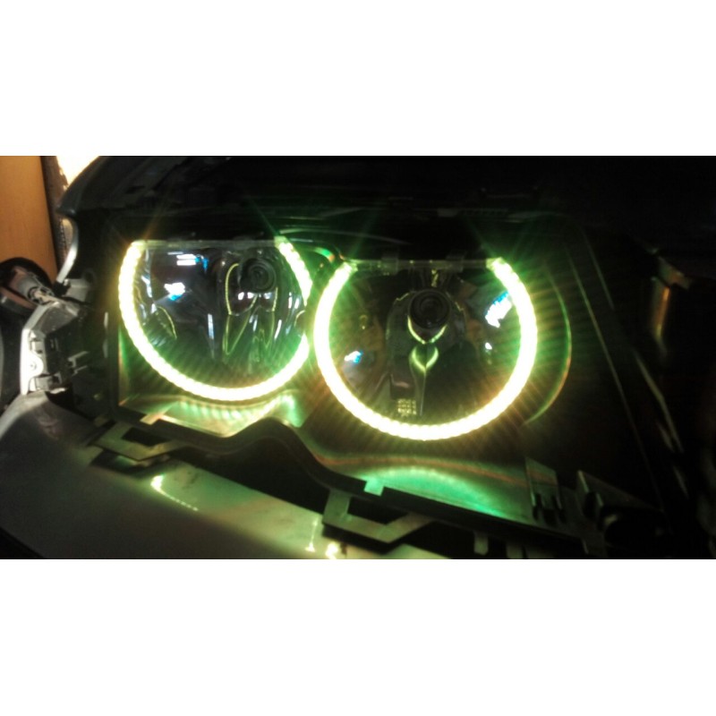 RGB δαχτυλίδια angel eyes led για BMW E46 coupe (2003+) - με εναλλαγή χρωμάτων