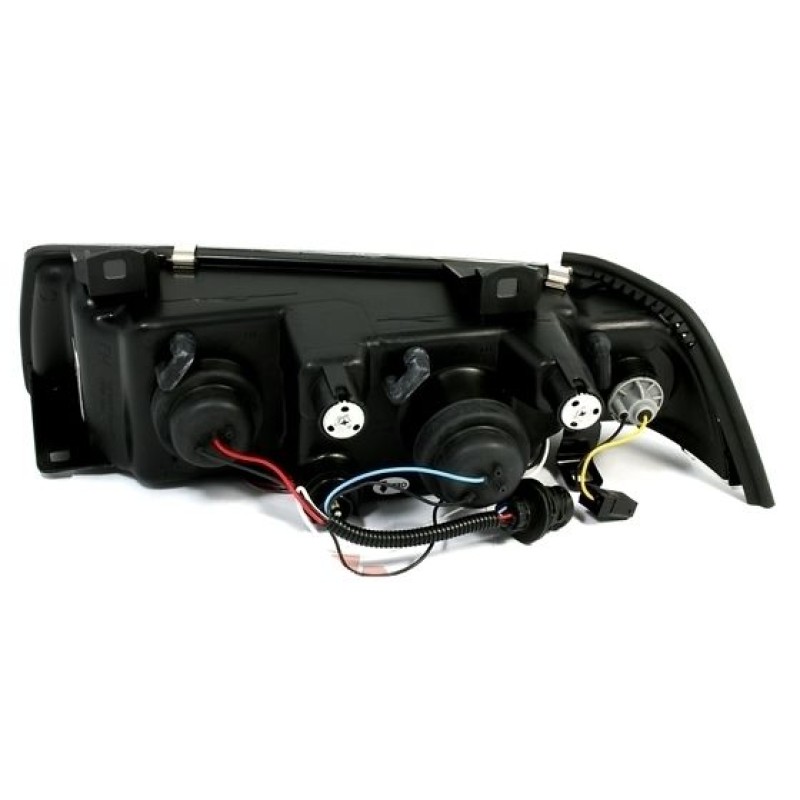 Φανάρια εμπρός BMW E36 (1991-1999) 2d coupe angel eyes - chrome , με λάμπες (Η1) - σετ 2τμχ.