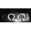 Φανάρια εμπρός BMW E36 (1991-1999) 2d coupe angel eyes - chrome , με λάμπες (Η1) - σετ 2τμχ.