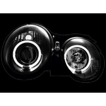 Φανάρια εμπρός Mercedes CLK W208 (1997-2002) angel eyes - μαύρα , με λάμπες (Η1) - σετ 2τμχ. Φανάρια εμπρός Mercedes CLK W208 (1997-2002) angel eyes - μαύρα , με λάμπες (Η1) - σετ 2τμχ.